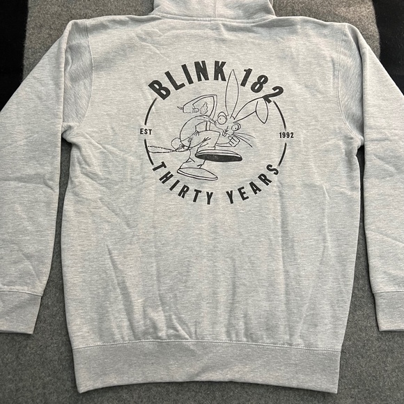 BLINK-182 2022 "Thirty Years" Bunny Grey Zip-Up 30th Anniversary Hoodie MEDIUM - Picture 8 of 11
